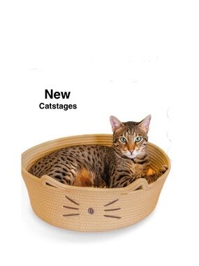 New Catstages cotton Basket 2-in-1 Cat Bed & Removable Cushion Tan 15in & tags⭐️
